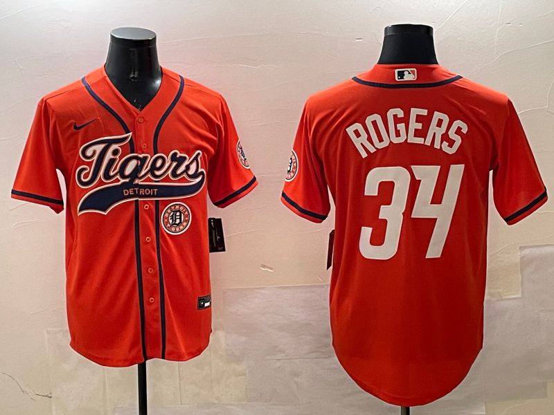Men Detroit Tigers #34 Rogers Orange Joint Name Game 2025 Nike MLB Jersey style 1->detroit tigers->MLB Jersey